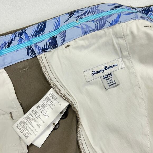 Tommy Bahama Borocay Pants Mens 38 (40x30) Brown Flat Front Straight Leg Stretc - Picture 5 of 12
